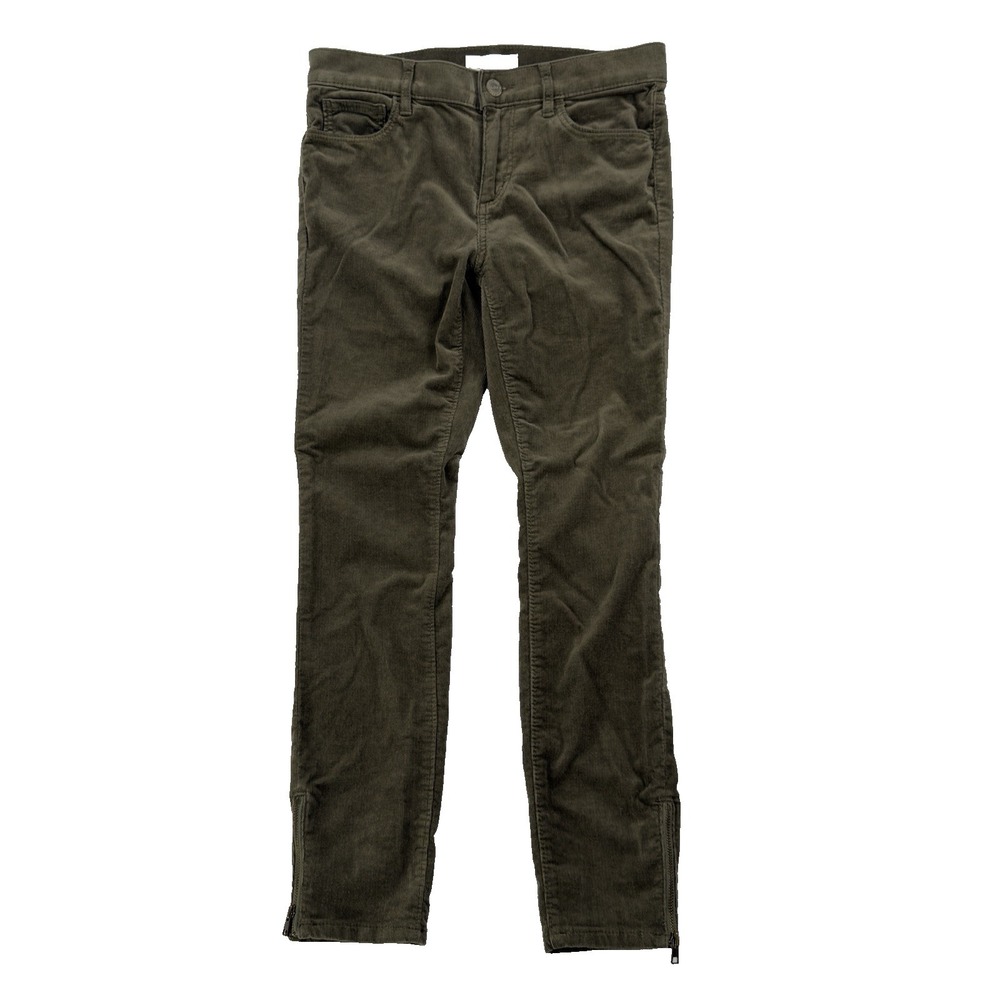 Loft Pants Womens Size 4/27 Modern Skinny Corduroy Stretch Olive Green Ankle Zip
